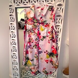 Long dress tank with floral and plaid print size S